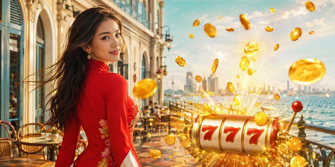 Người chơi tham gia trò chơi slot tại Sài Gòn với trang phục truyền thống áo dài Việt Nam